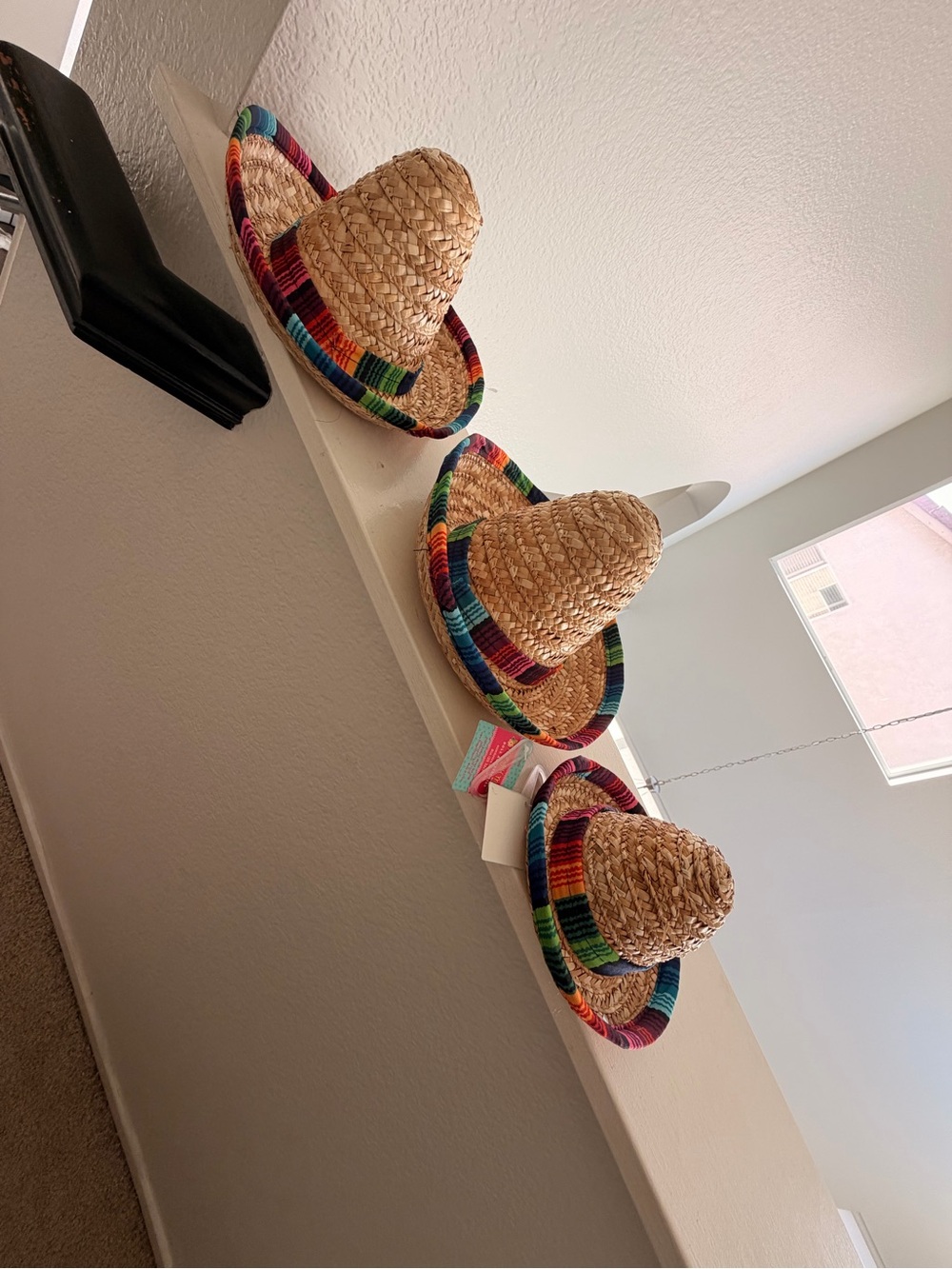 Straw Sombrero Hat with Multicolor Trim